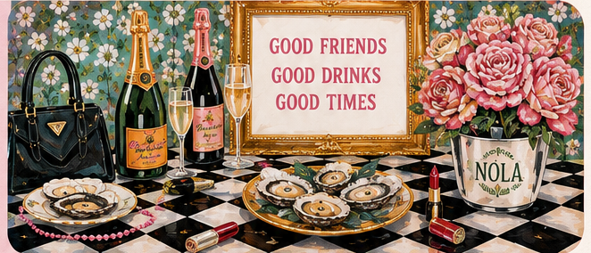 Good friends, good drinks, good times New Orleans still life